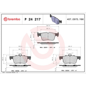 Set placute frana spate Brembo P 24 217