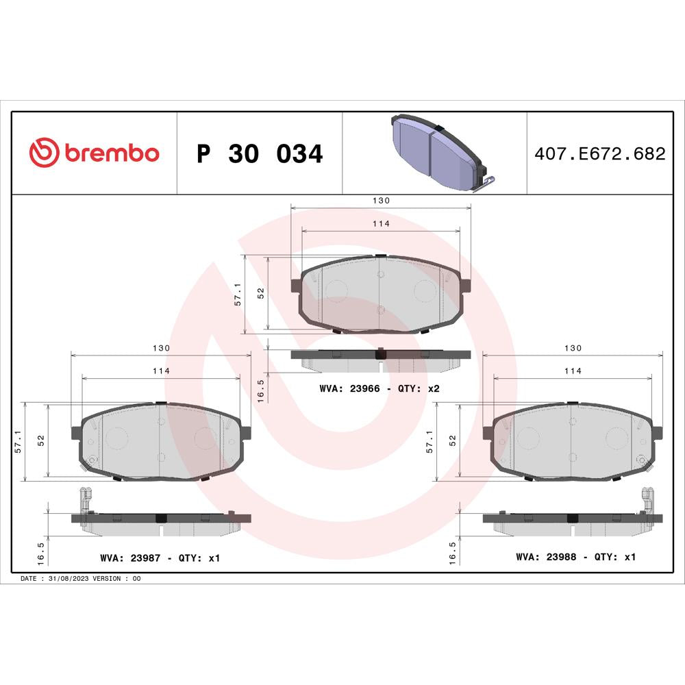 Set placute frana Brembo P 30 034