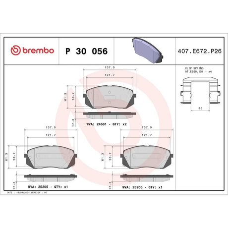 Set placute frana Brembo P 30 056