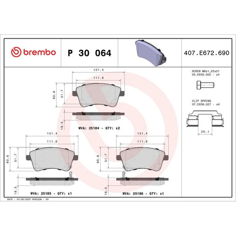 Set placute frana Brembo P 30 064