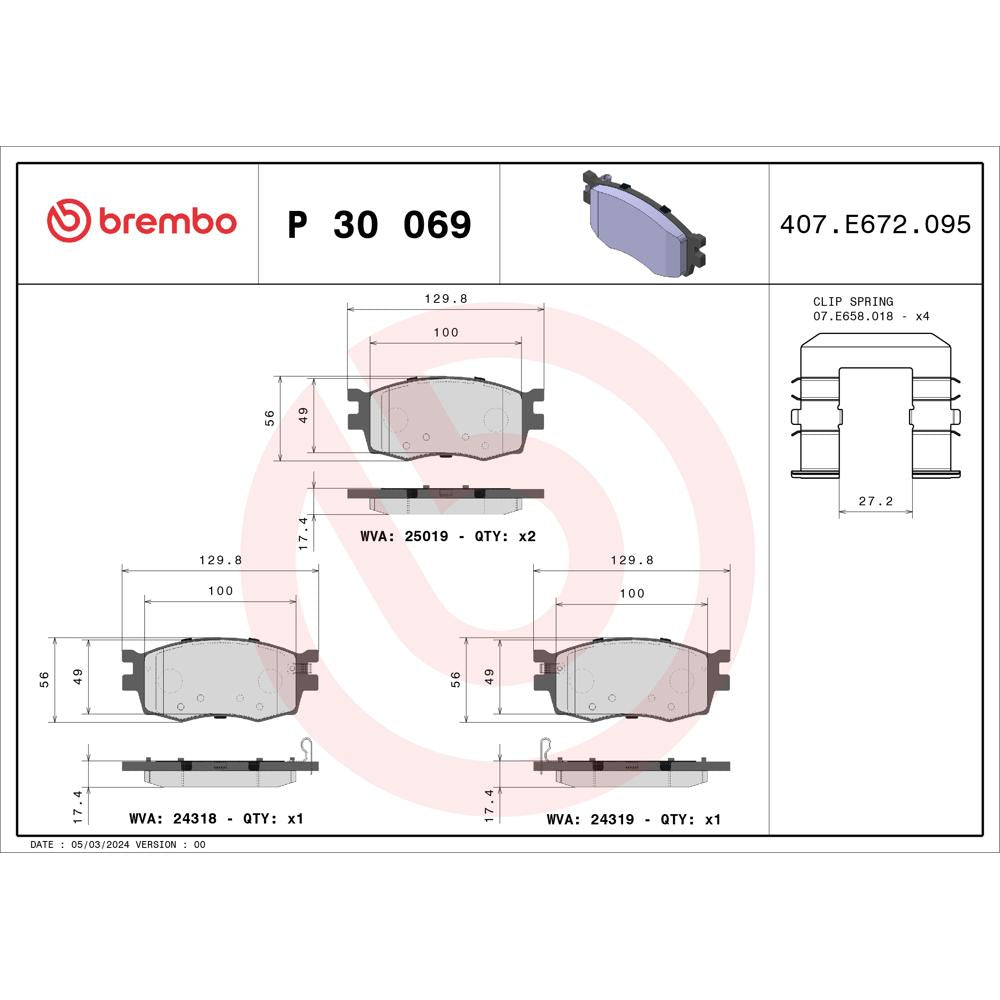 Set placute frana fata Brembo P 30 069