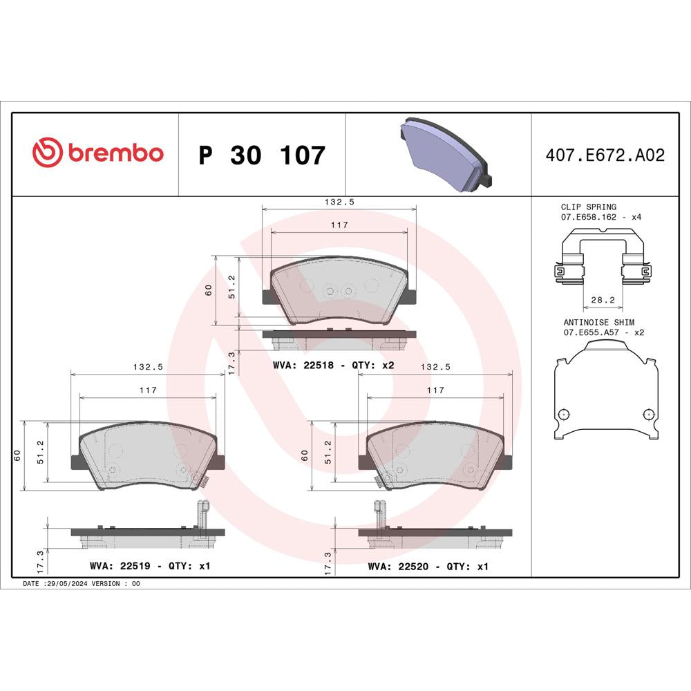 Set placute frana Brembo P 30 107