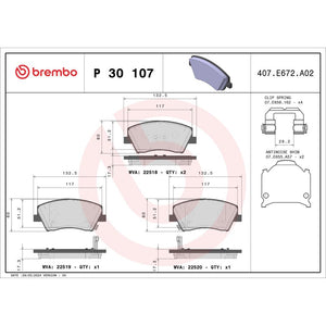 Set placute frana Brembo P 30 107