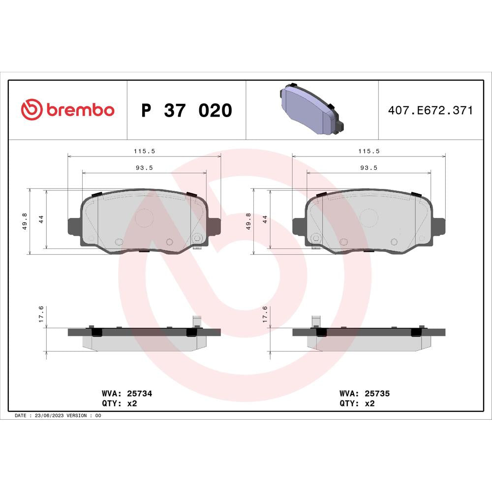 Set placute frana Brembo P 37 020