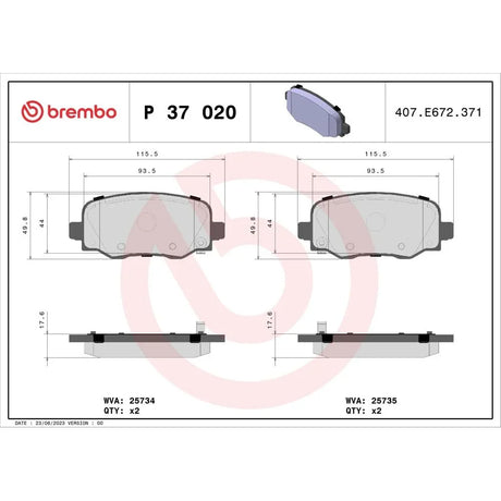 Set placute frana Brembo P 37 020