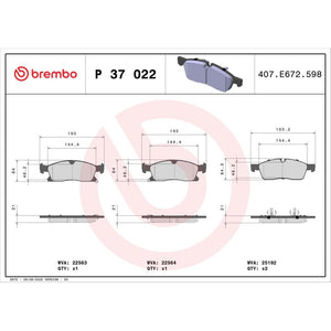 Set placute frana Brembo P 37 022