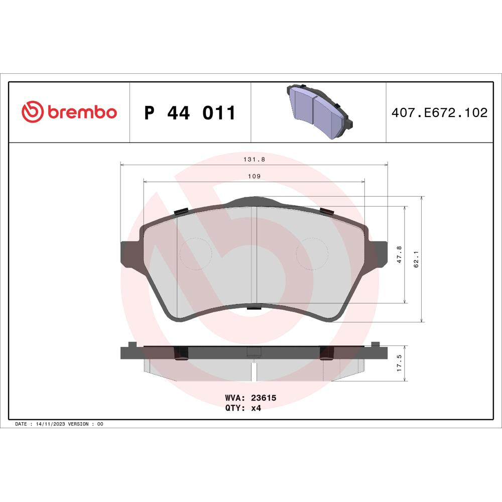 Set placute frana Brembo P 44 011