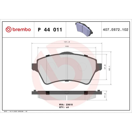 Set placute frana Brembo P 44 011