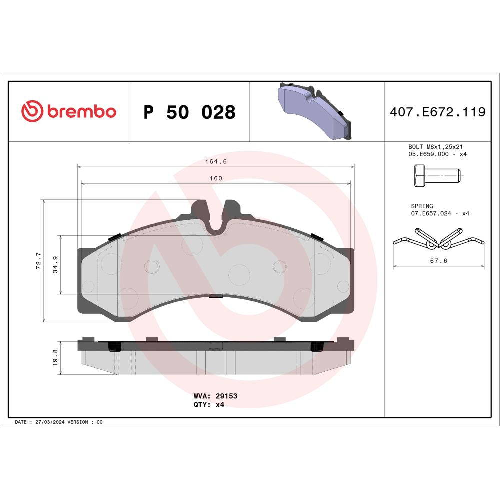 Set placute frana Brembo P 50 028
