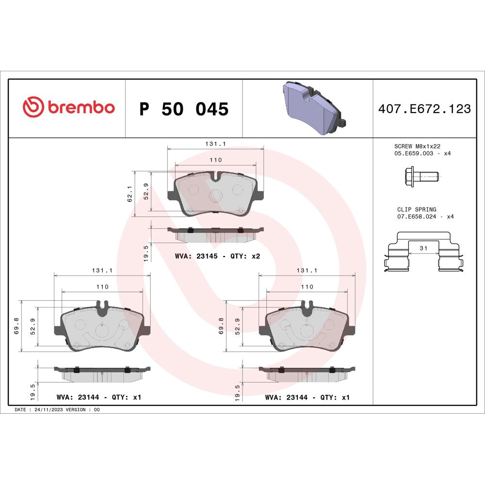 Set placute frana fata Brembo P 50 045
