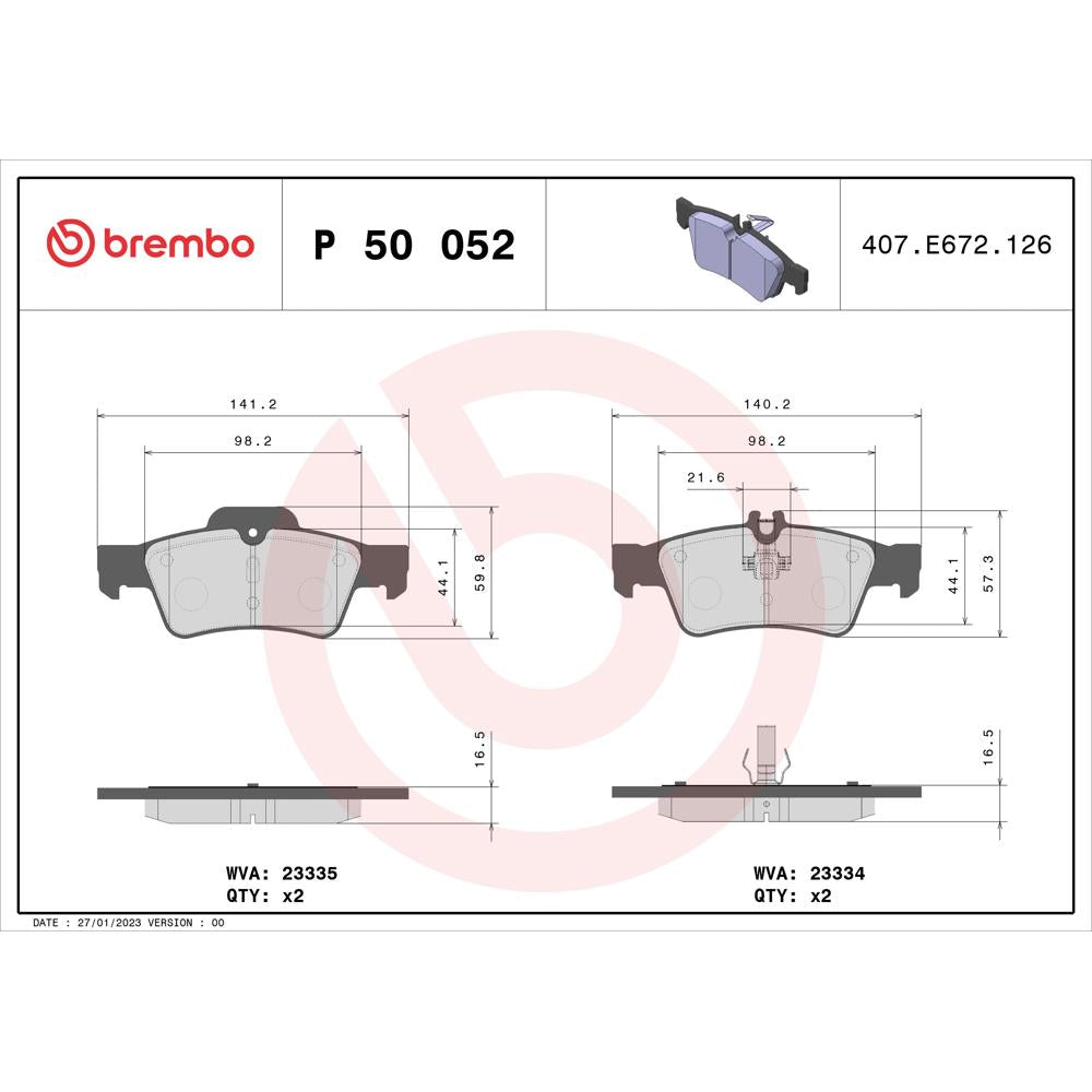 Set placute frana Brembo P 50 052