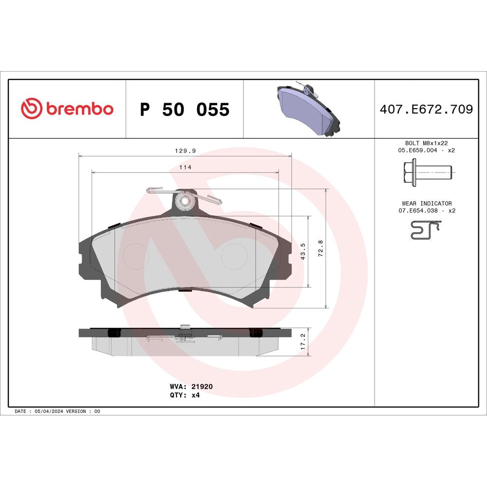 Set placute frana fata Brembo P 50 055