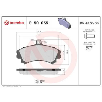 Set placute frana fata Brembo P 50 055