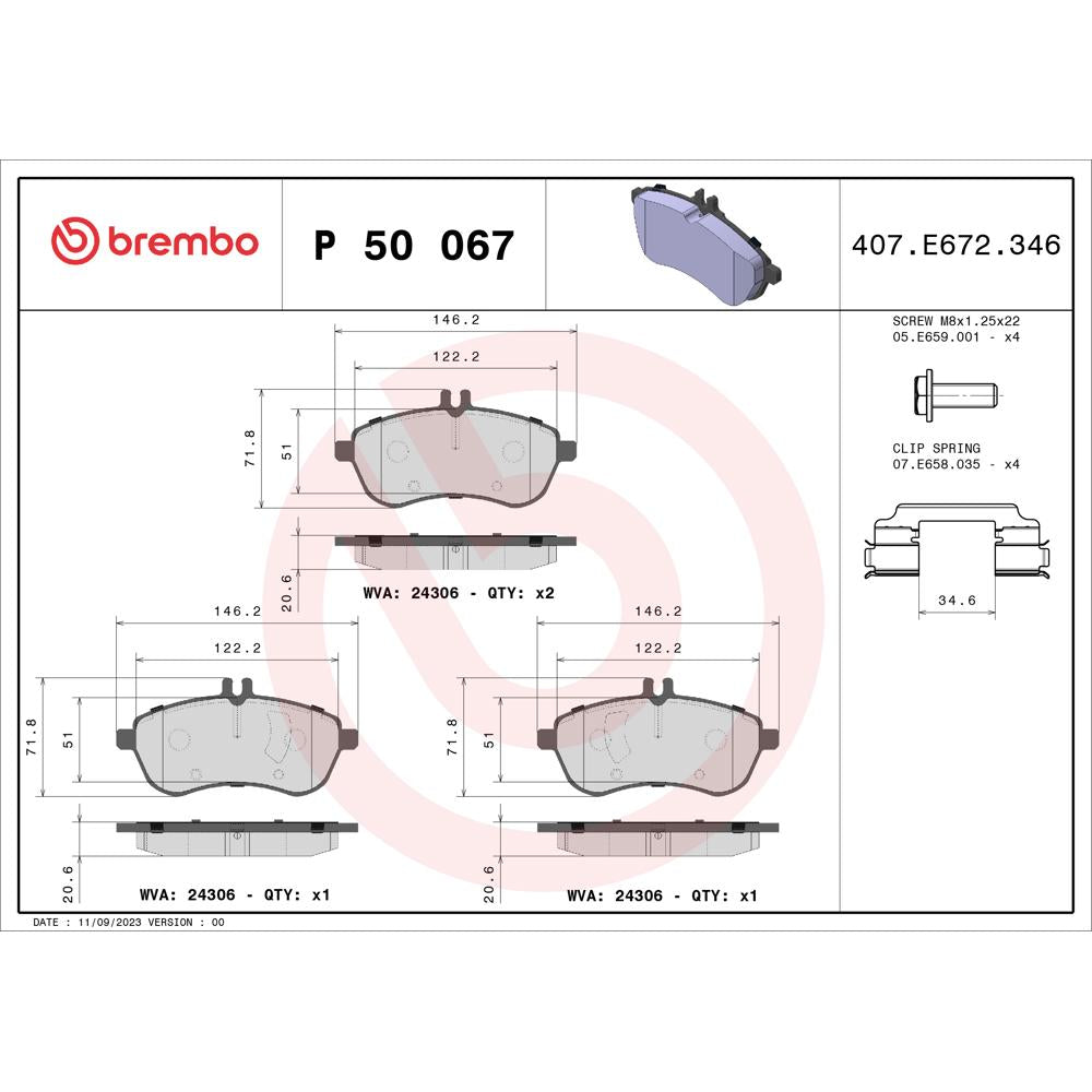 Set placute frana Brembo P 50 067