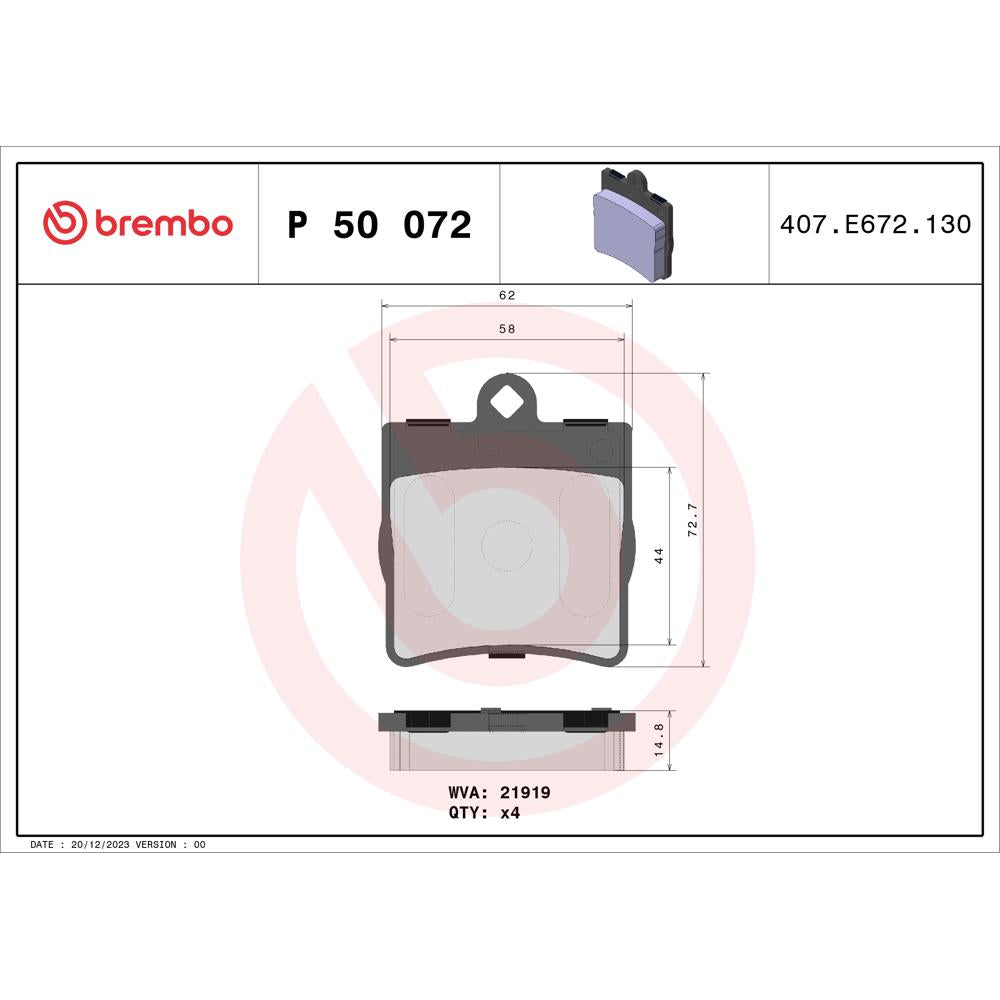 Set placute frana spate Brembo P 50 072