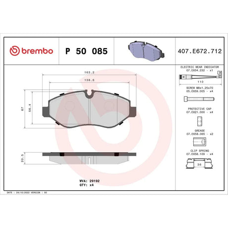 Set placute frana Brembo P 50 085