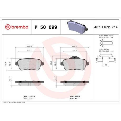 Set placute frana Brembo P 50 099