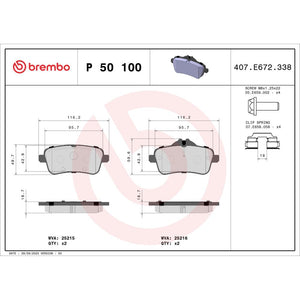 Set placute frana spate Brembo P 50 100