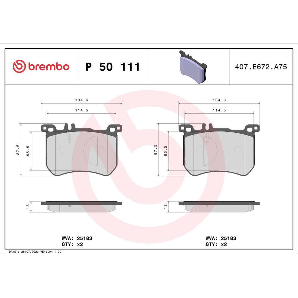 Set placute frana Brembo P 50 111