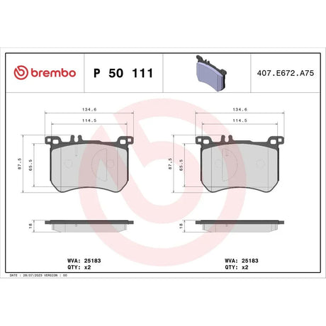 Set placute frana Brembo P 50 111