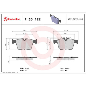Set placute frana spate Brembo P 50 122