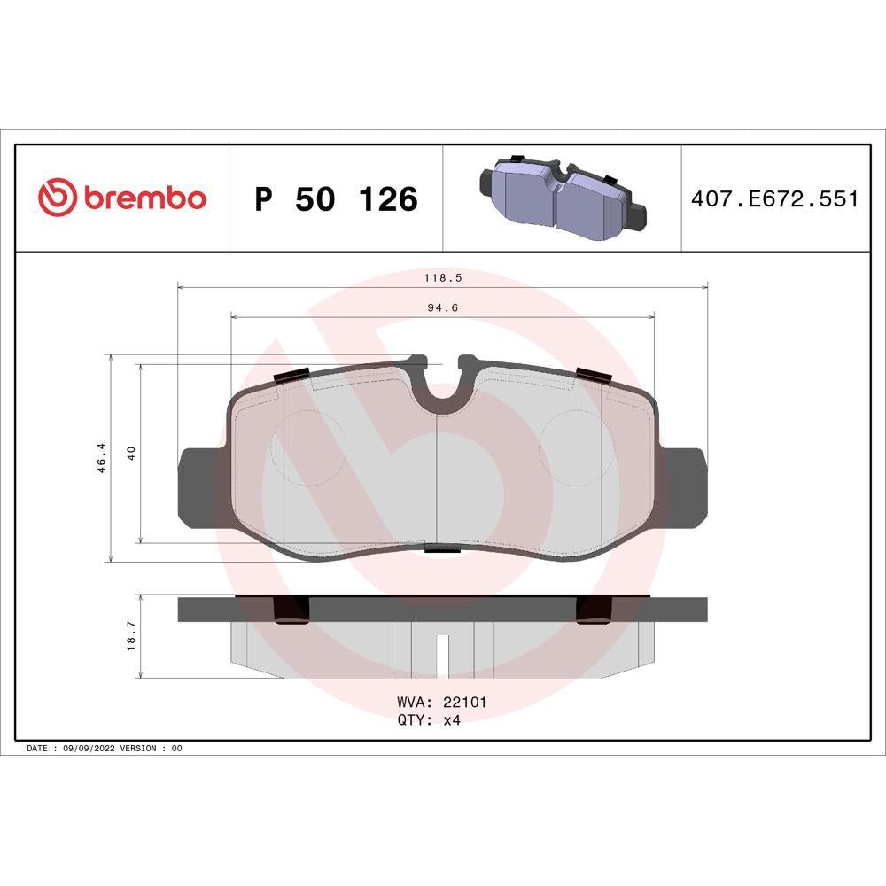 Set placute frana spate Brembo P 50 126