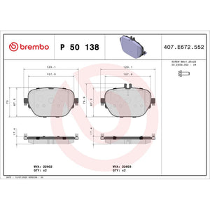 Set placute frana Brembo P 50 138