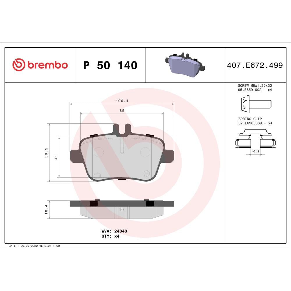 Set placute frana Brembo P 50 140