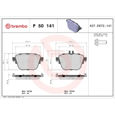 Set placute frana Brembo P 50 141