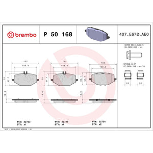 Set placute frana Brembo P 50 168