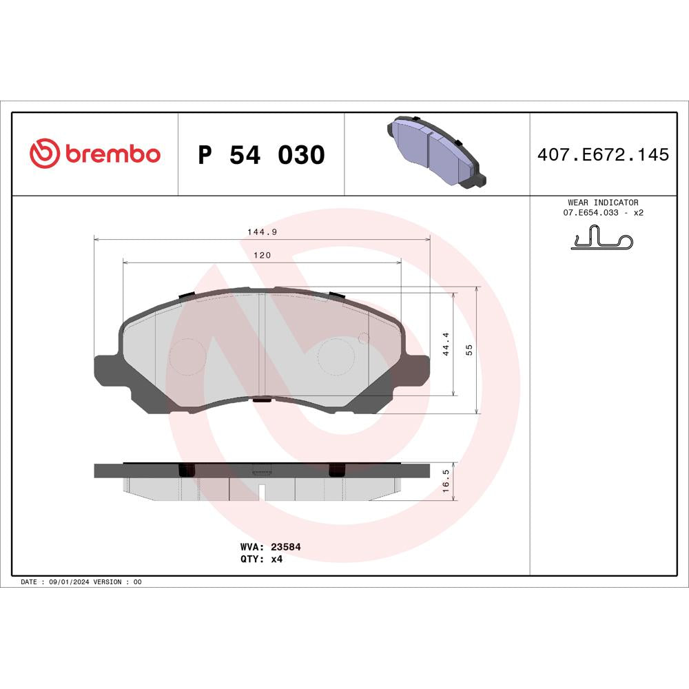 Set placute frana Brembo P 54 030