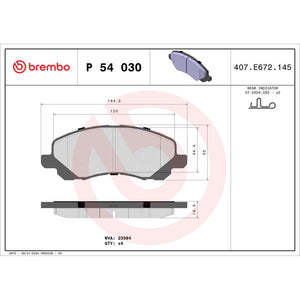 Set placute frana Brembo P 54 030