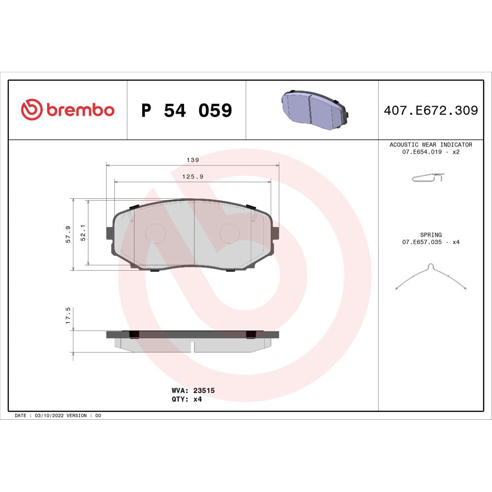 Set placute frana fata Brembo P 54 059
