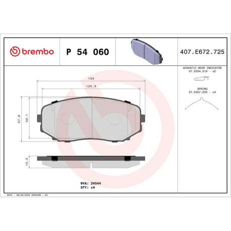 Set placute frana Brembo P 54 060