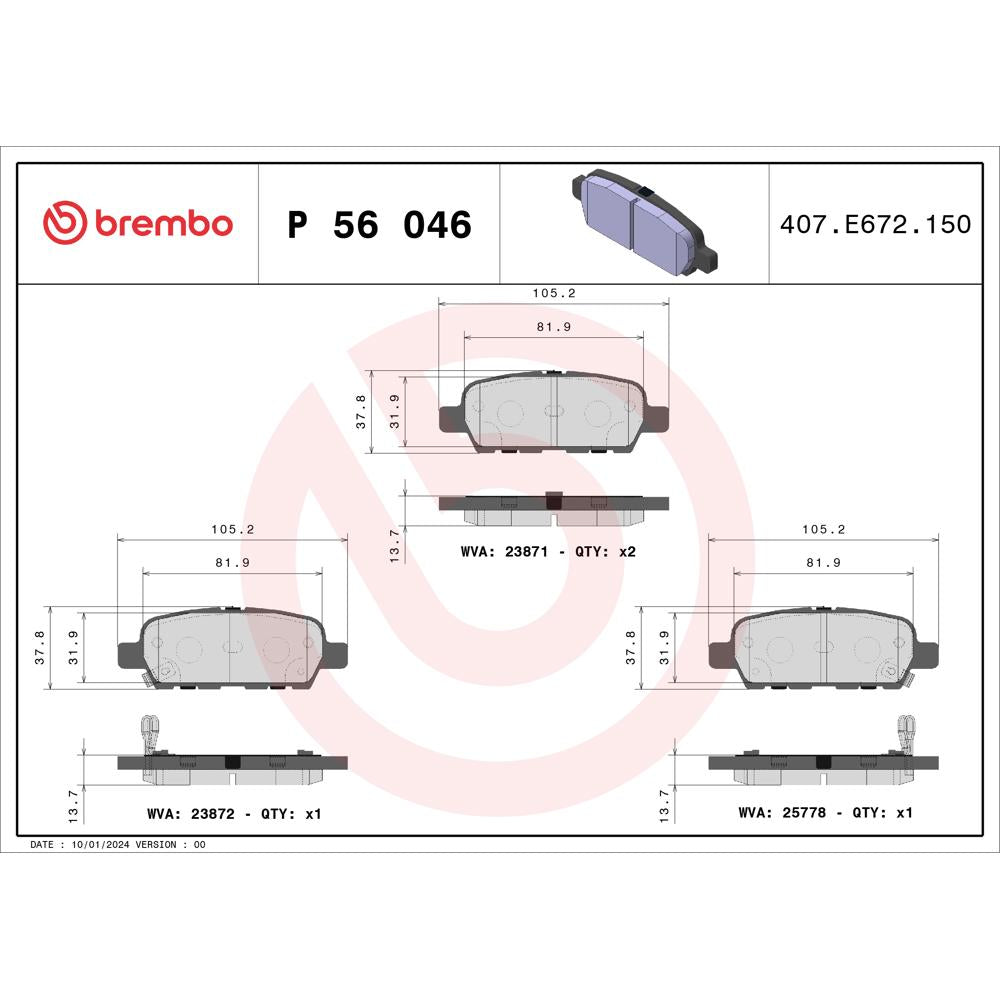 Set placute frana Brembo P 56 046