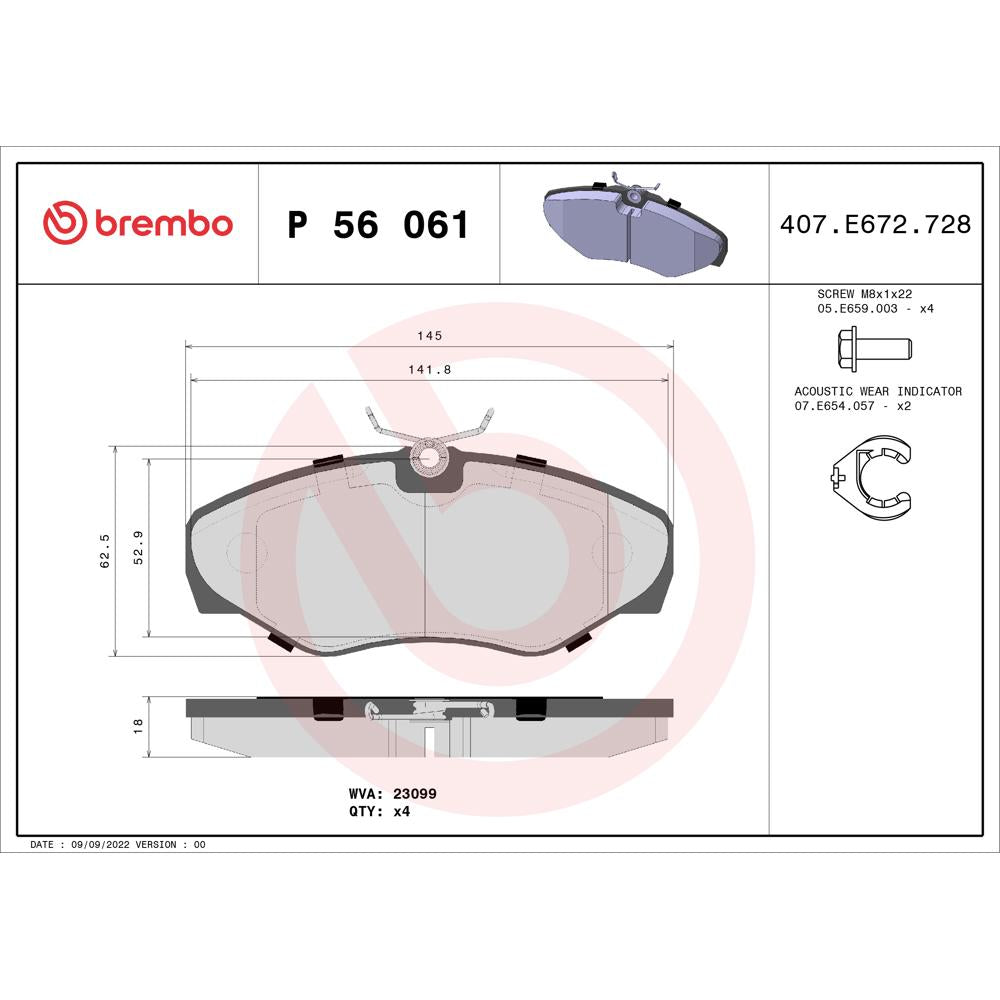 Set placute frana Brembo P 56 061