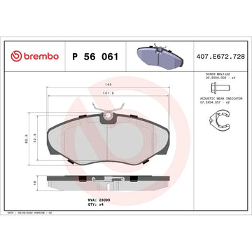 Set placute frana Brembo P 56 061