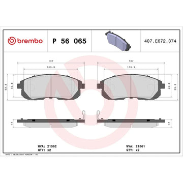 Set placute frana fata Brembo P 56 065
