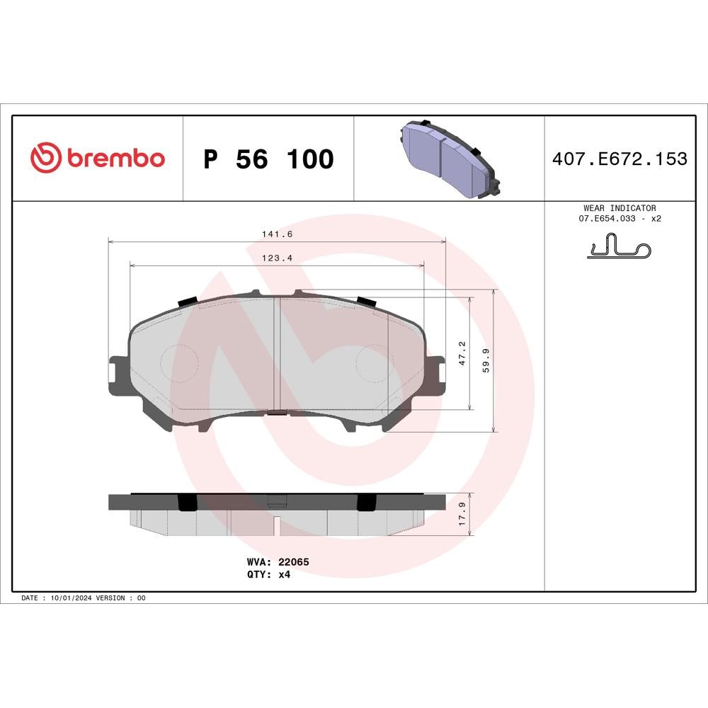Set placute frana Brembo P 56 100