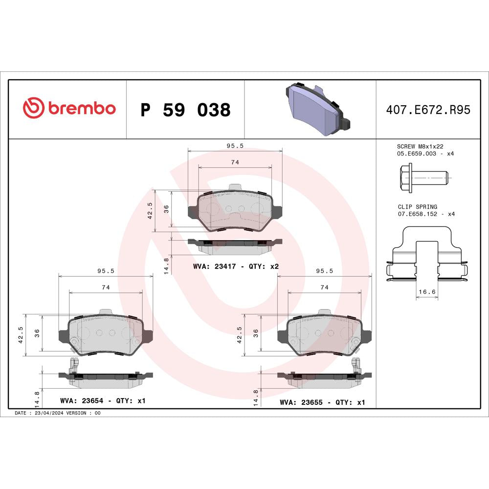 Set placute frana Brembo P 59 038