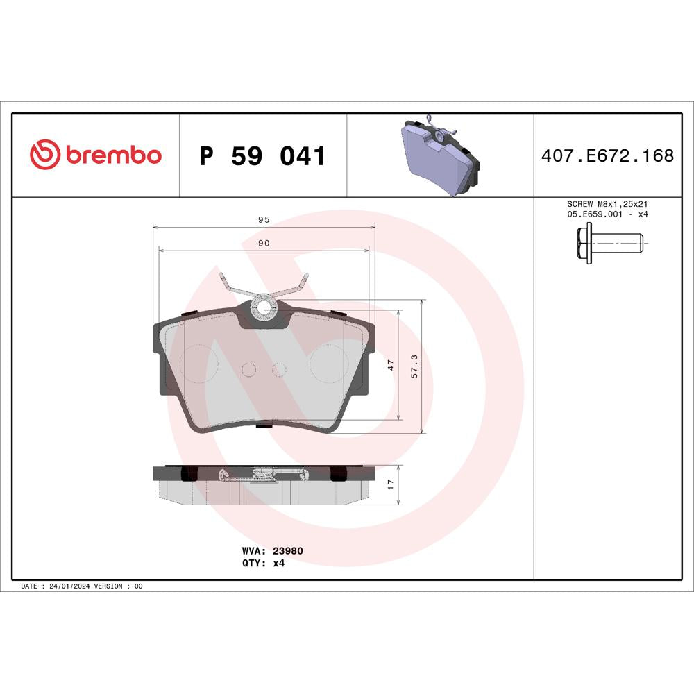 Set placute frana Brembo P 59 041
