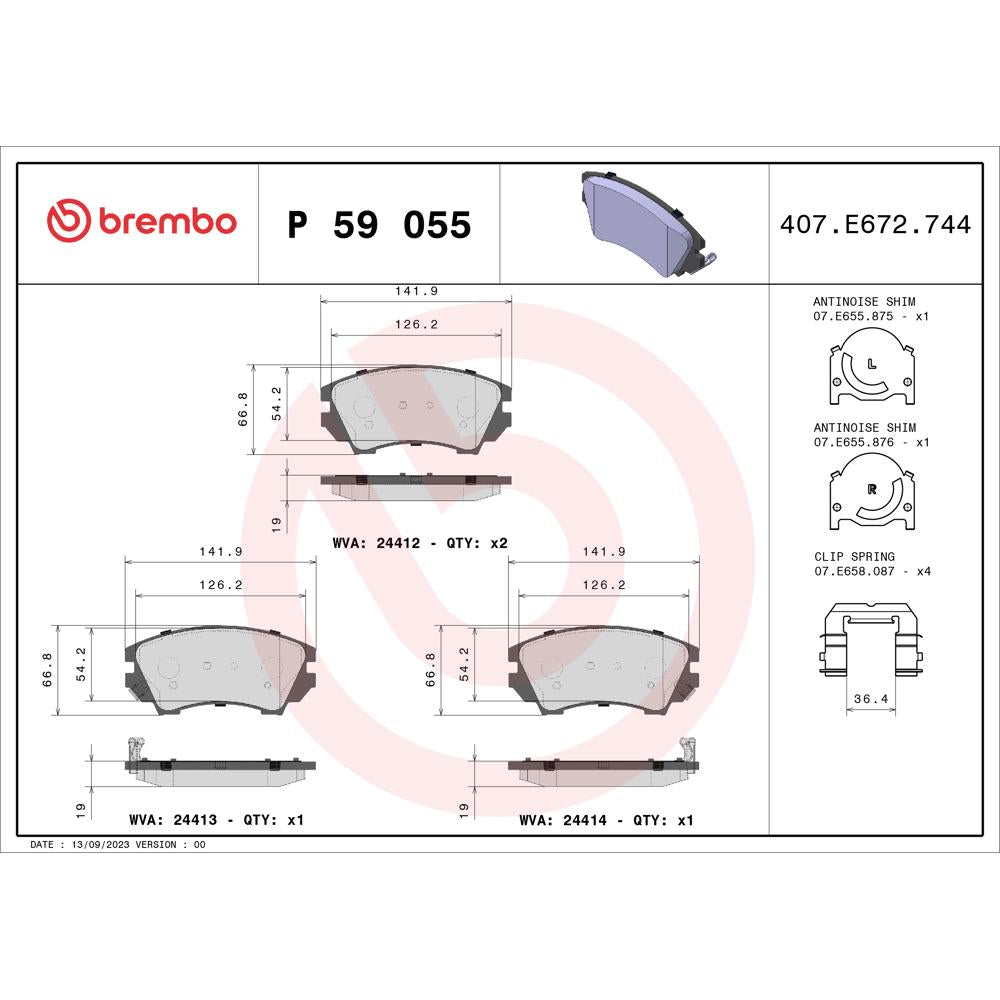 Set placute frana fata Brembo P 59 055