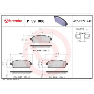 Set placute frana spate Brembo P 59 080