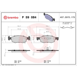 Set placute frana fata Brembo P 59 084