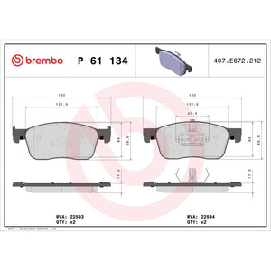 Set placute frana Brembo P 61 134