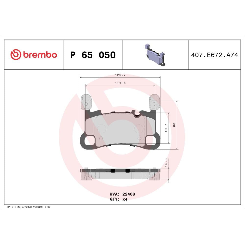 Set placute frana Brembo P 65 050