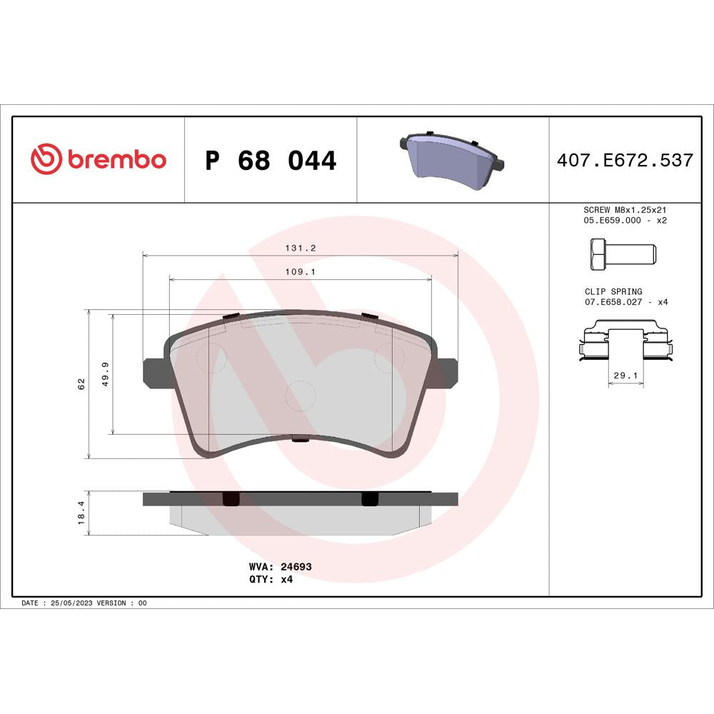 Set placute frana Brembo P 68 044