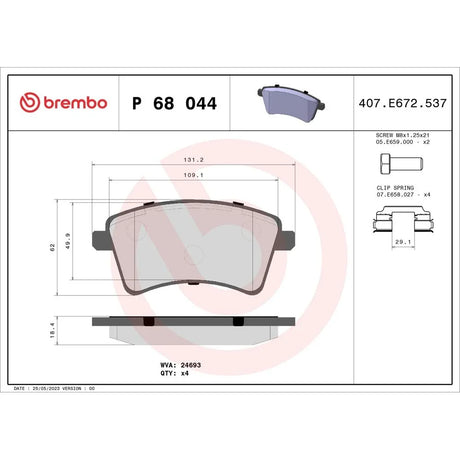 Set placute frana Brembo P 68 044