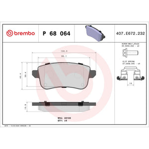 Set placute frana spate Brembo P 68 064