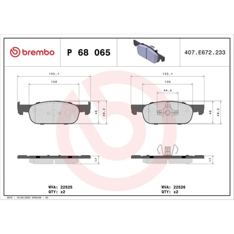 Set placute frana Brembo P 68 065